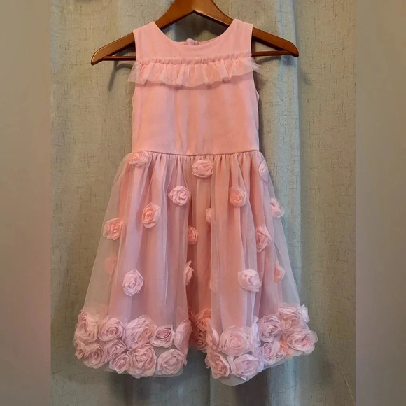 Place Girls Size 8 Pink Raised Floral Sleeveless Dress. - Picture 1 of 9